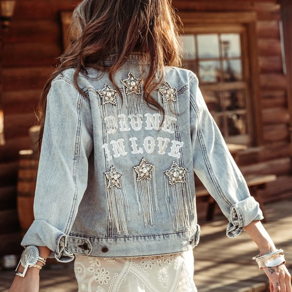 Rue de Seine Denim Drunk in Love Jacket - Picture 1 of 6